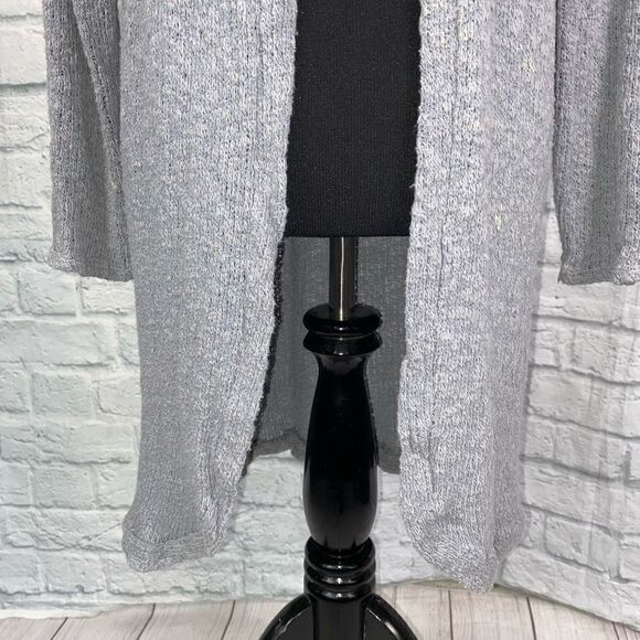 Say what women S cotton blend grey open front knit long cardigan - Picture 3 of 9